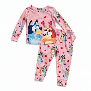 Bluey & Bingo Heart Pajama Set Size 2T Valentine’s Day